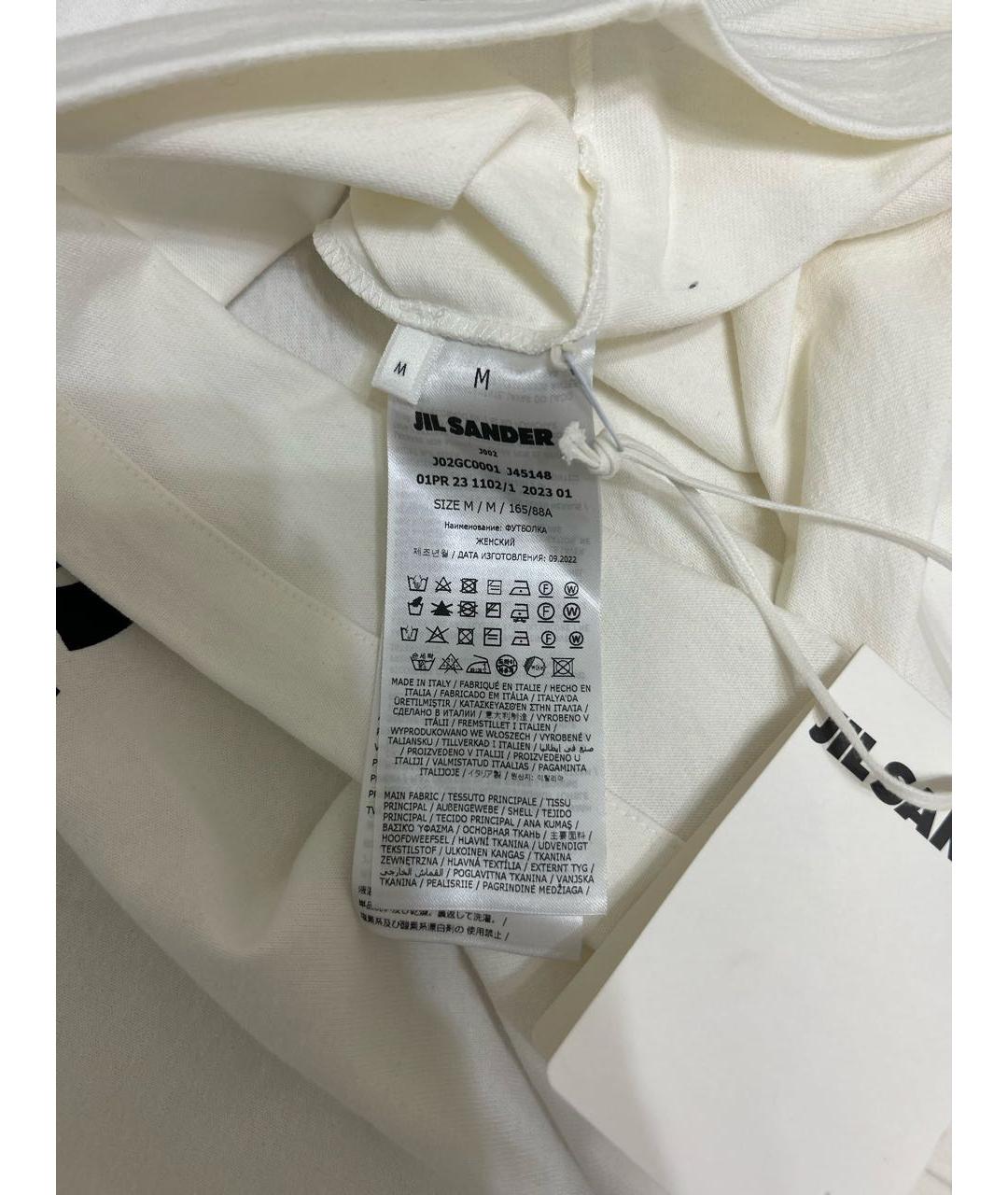 JIL SANDER Белая хлопковая футболка, фото 4