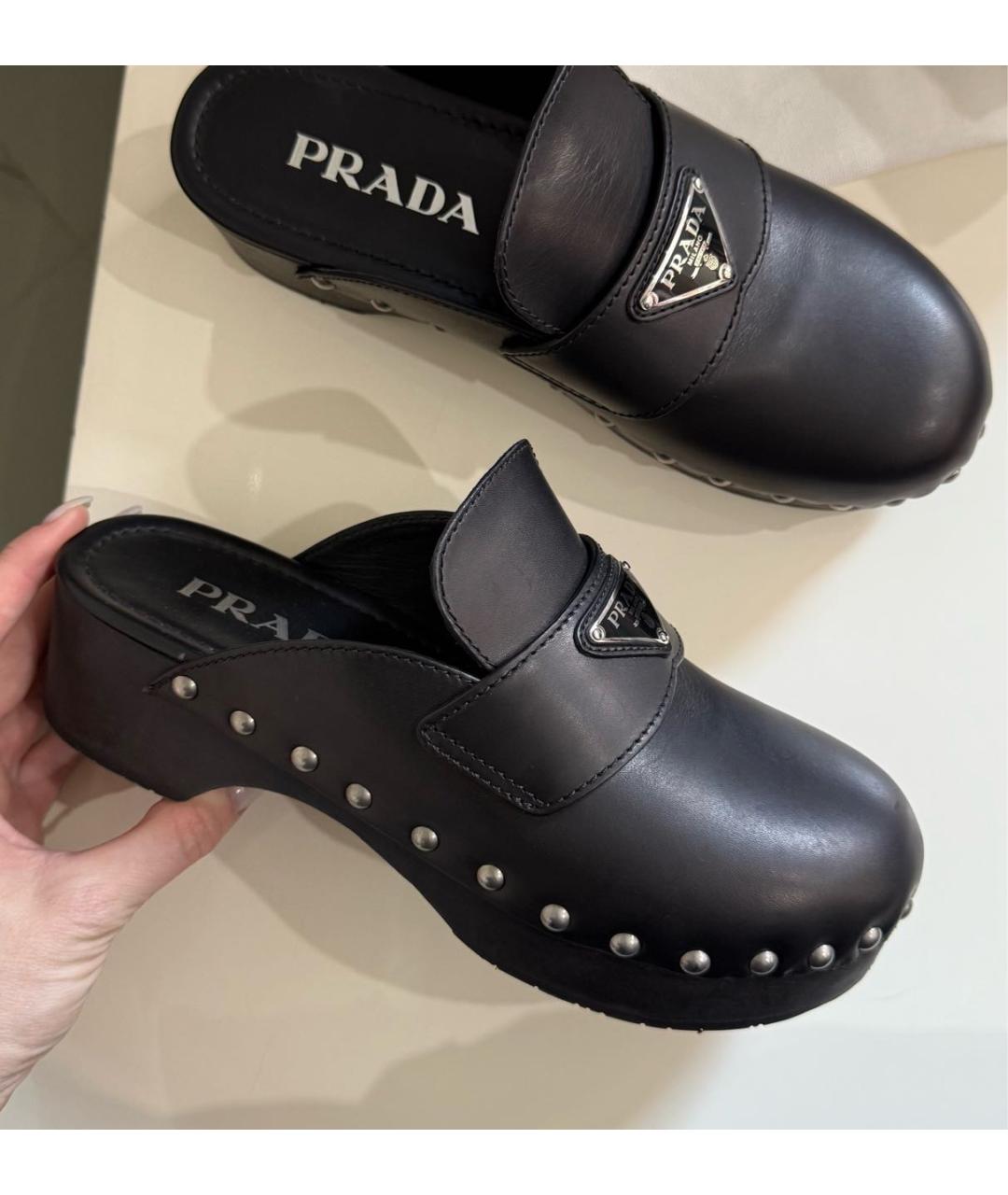 PRADA Черные кожаные брогги и оксфорды, фото 3