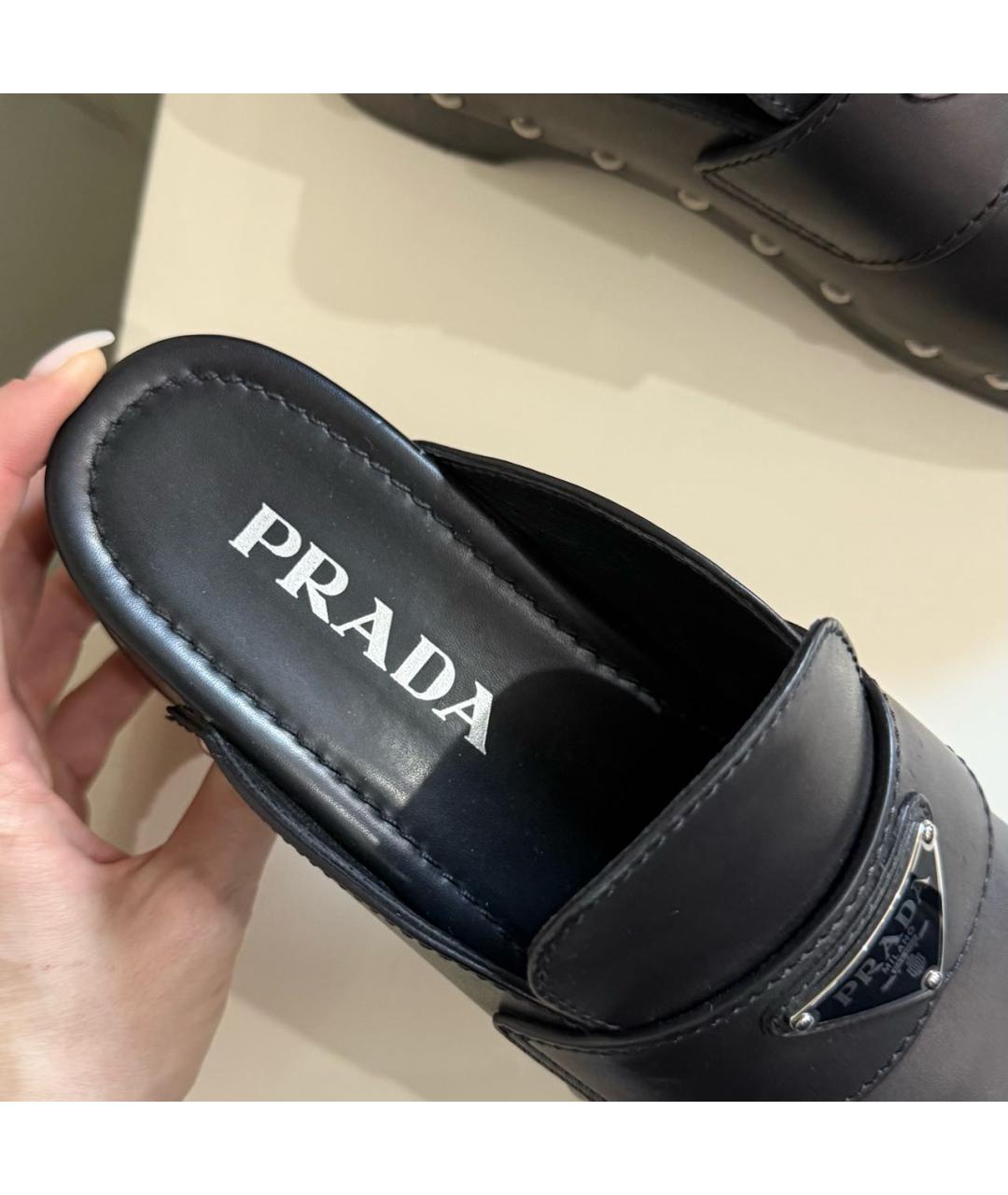 PRADA Черные кожаные брогги и оксфорды, фото 4