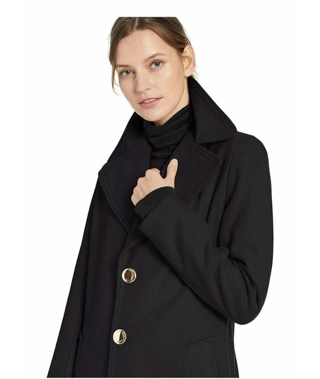 CALVIN KLEIN Черное шерстяное пальто, фото 3