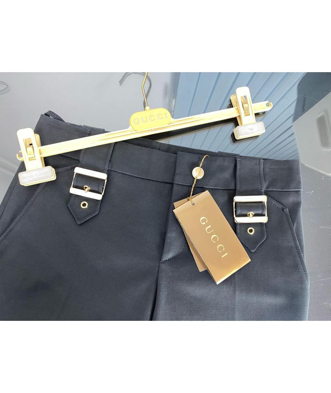 GUCCI Черные хлопко-эластановые прямые брюки, фото 3