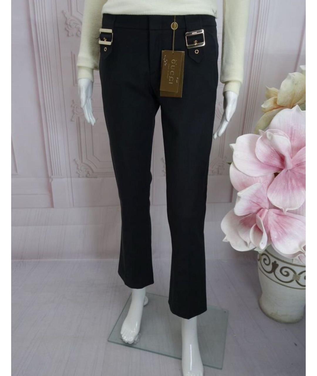 GUCCI Черные хлопко-эластановые прямые брюки, фото 5