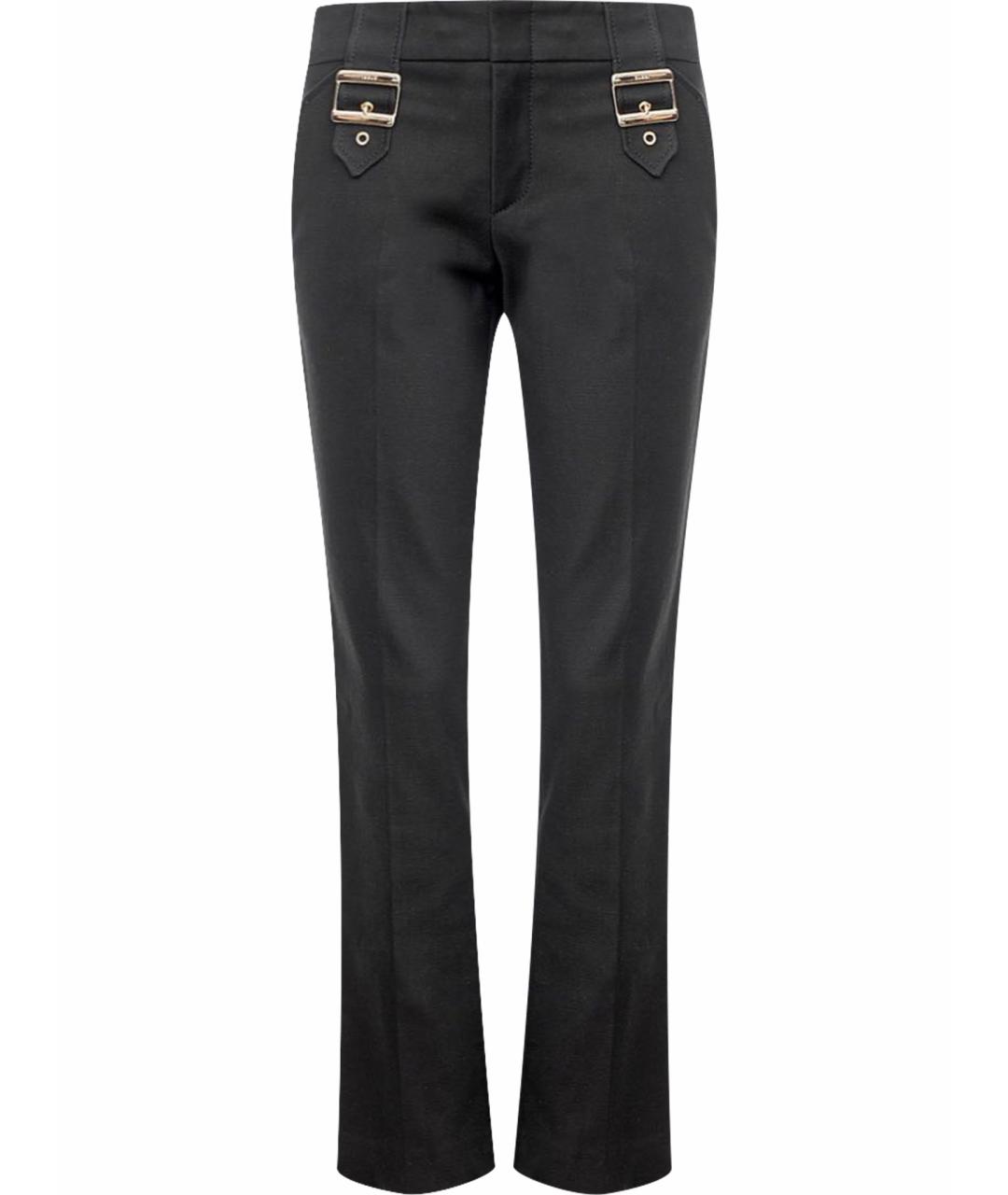 GUCCI Черные хлопко-эластановые прямые брюки, фото 1