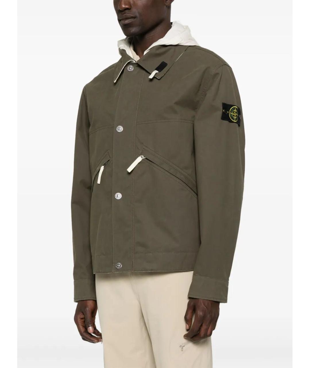 STONE ISLAND Зеленая хлопковая куртка, фото 2