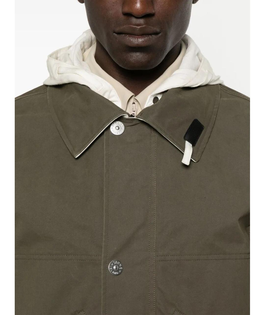 STONE ISLAND Зеленая хлопковая куртка, фото 4