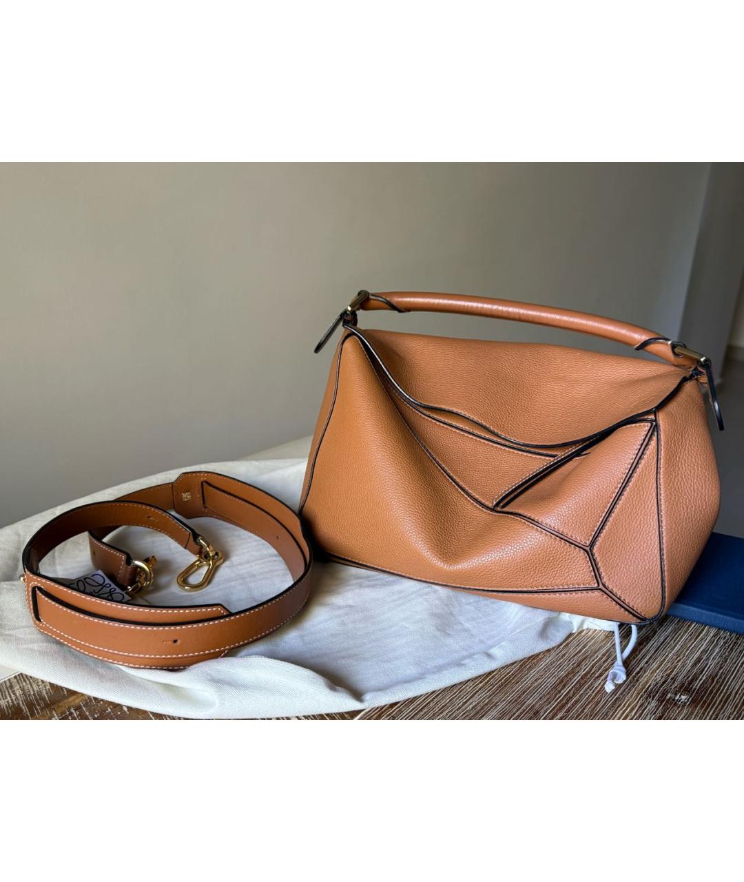 LOEWE Коричневая кожаная сумка через плечо, фото 3
