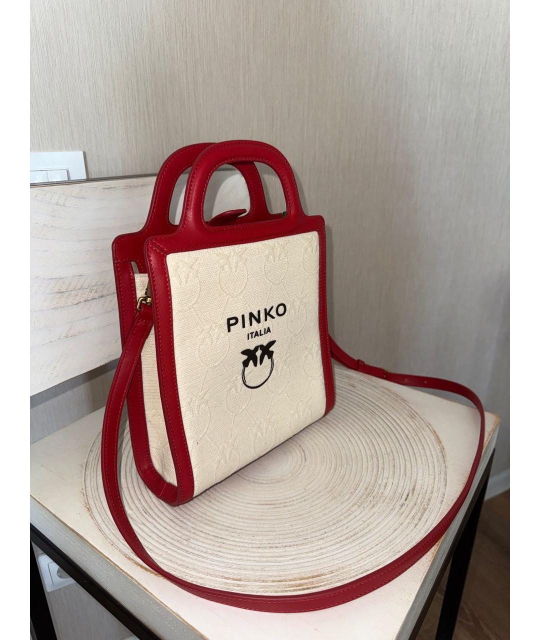 PINKO Бежевая тканевая сумка тоут, фото 2