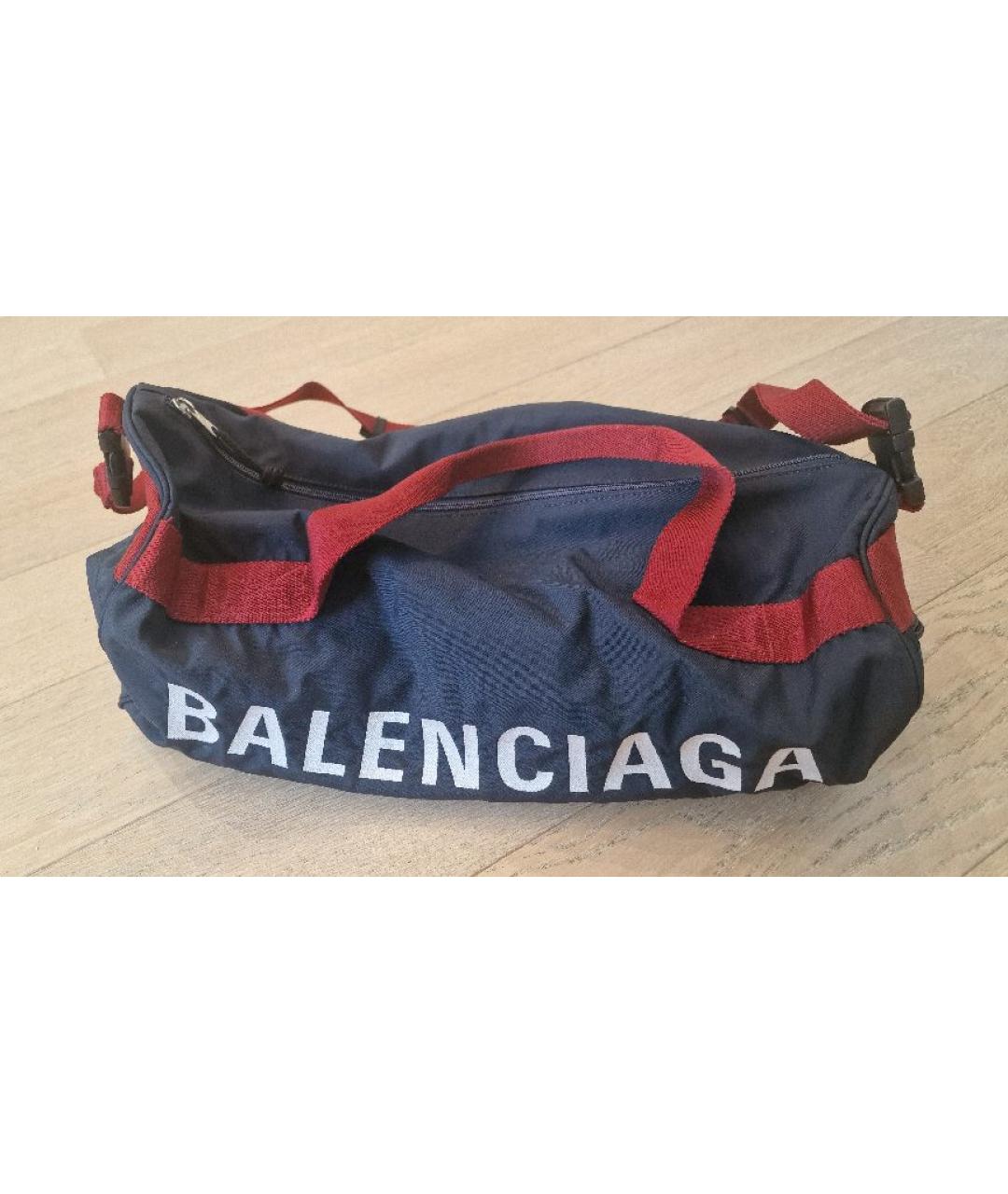 BALENCIAGA Темно-синяя тканевая дорожная/спортивная сумка, фото 5