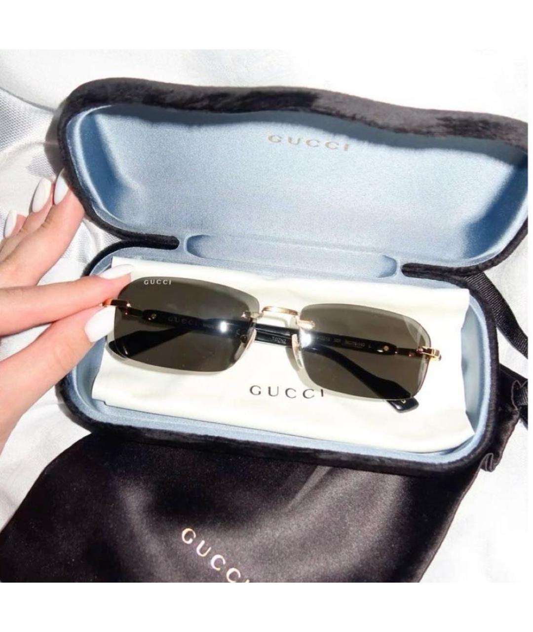GUCCI Черные металлические солнцезащитные очки, фото 2