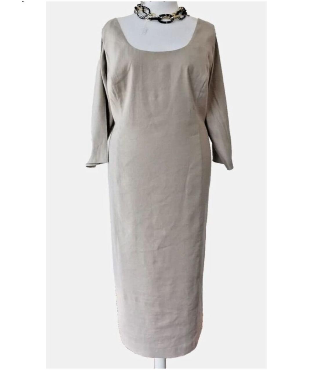 'S MAX MARA Бежевое вискозное повседневное платье, фото 7