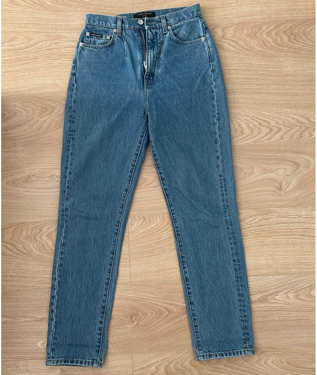 DOLCE&GABBANA Голубые хлопковые прямые джинсы, фото 4