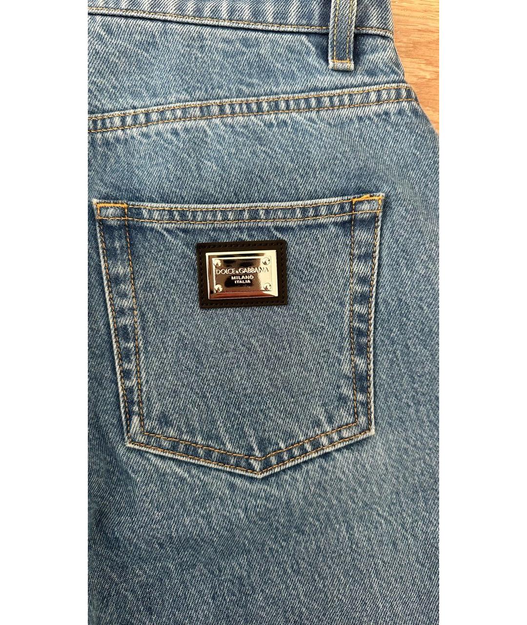 DOLCE&GABBANA Голубые хлопковые прямые джинсы, фото 3