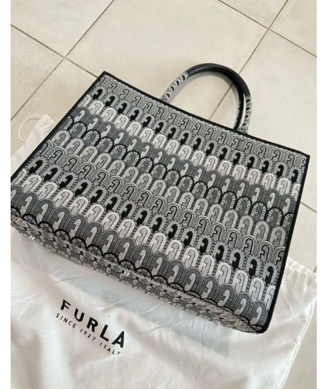 FURLA Антрацитовая кожаная сумка тоут, фото 8