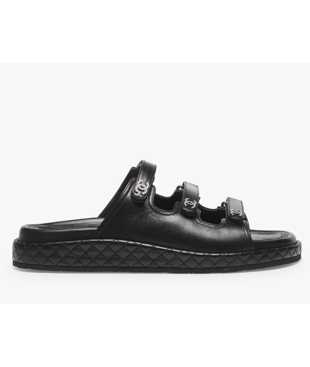 CHANEL Черные кожаные сандалии, фото 1