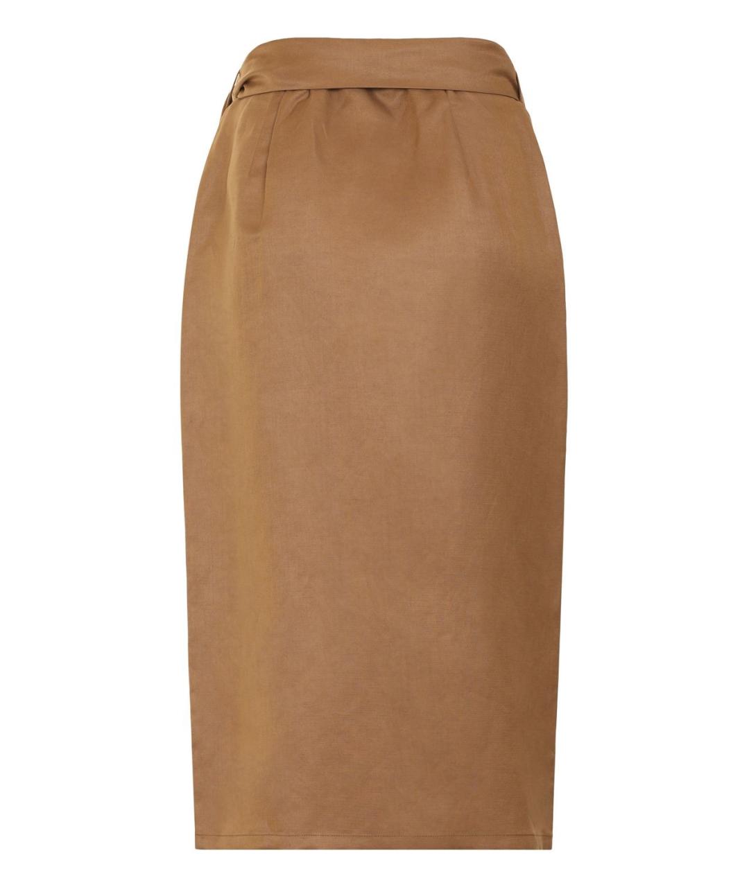 MAX MARA Коричневая льняная юбка миди, фото 2