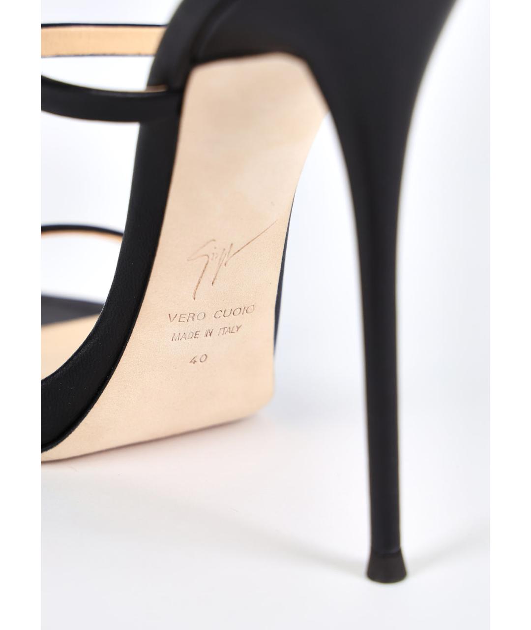 GIUSEPPE ZANOTTI DESIGN Черные кожаные босоножки, фото 5