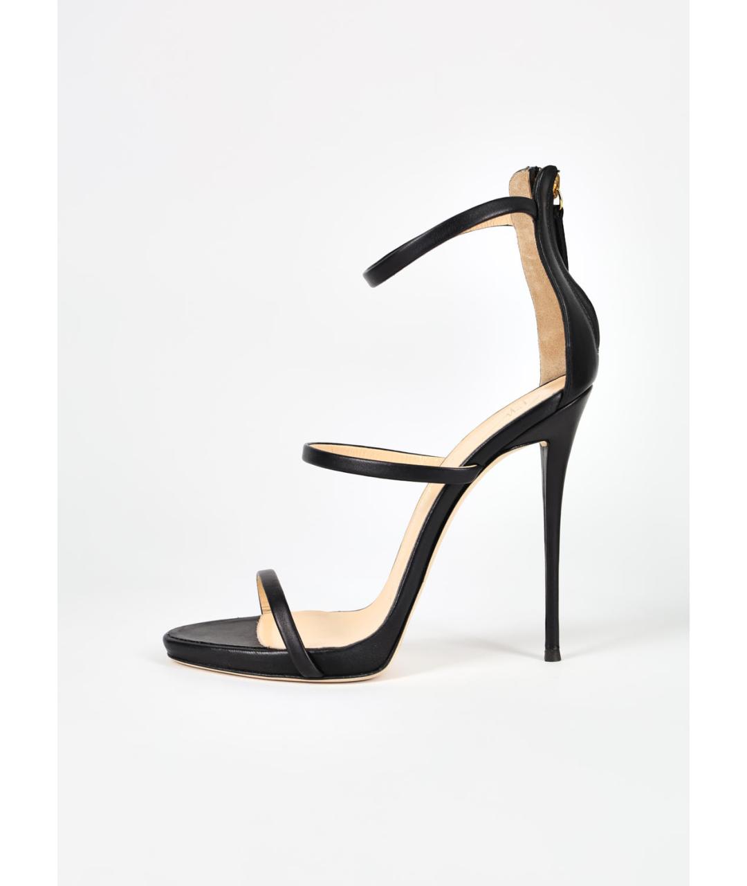 GIUSEPPE ZANOTTI DESIGN Черные кожаные босоножки, фото 6