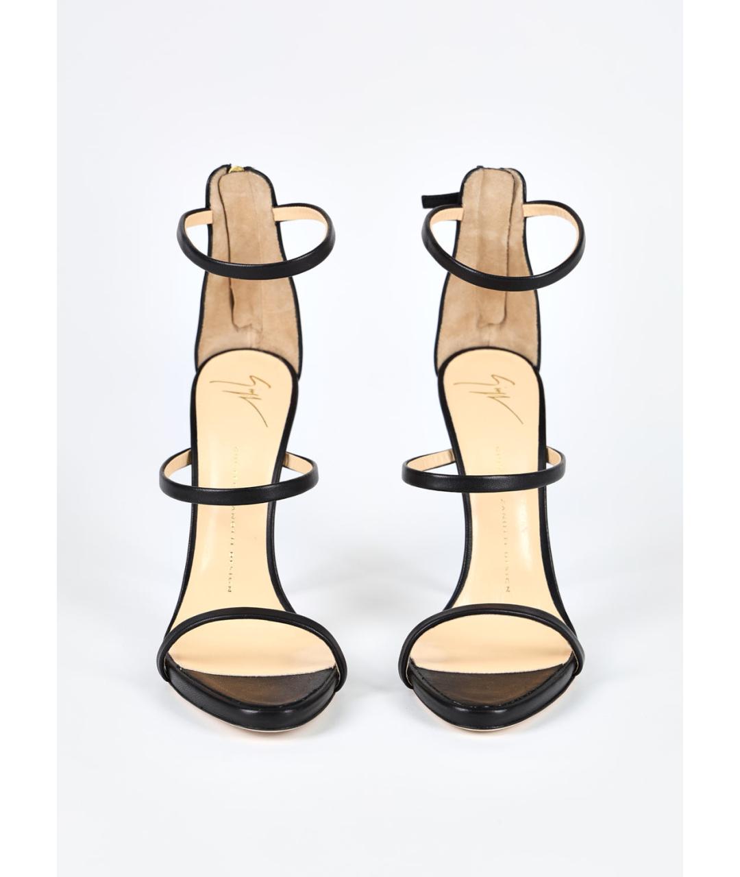 GIUSEPPE ZANOTTI DESIGN Черные кожаные босоножки, фото 2