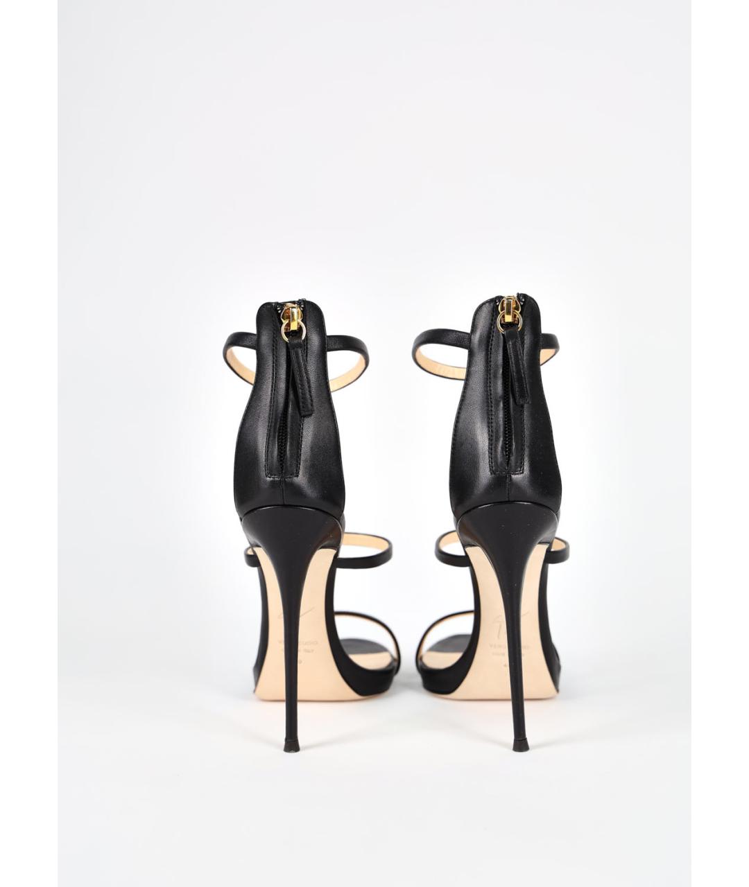GIUSEPPE ZANOTTI DESIGN Черные кожаные босоножки, фото 4