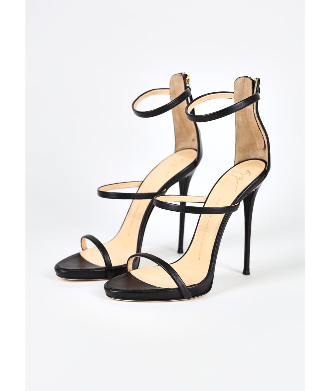 GIUSEPPE ZANOTTI DESIGN Черные кожаные босоножки, фото 3