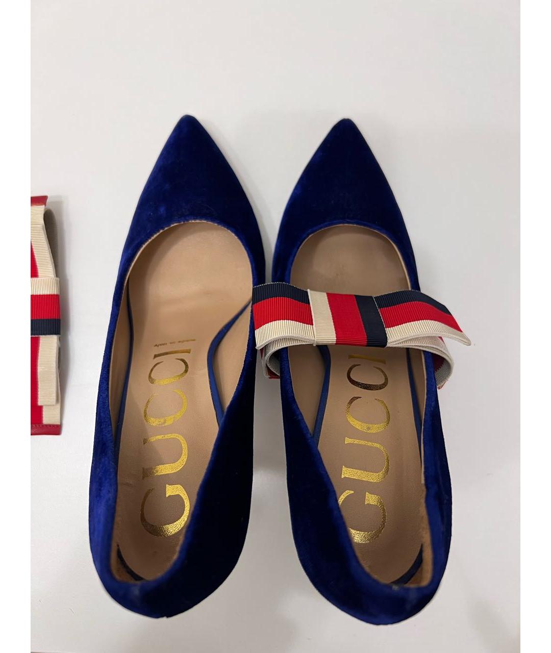 GUCCI Синие бархатные туфли, фото 3
