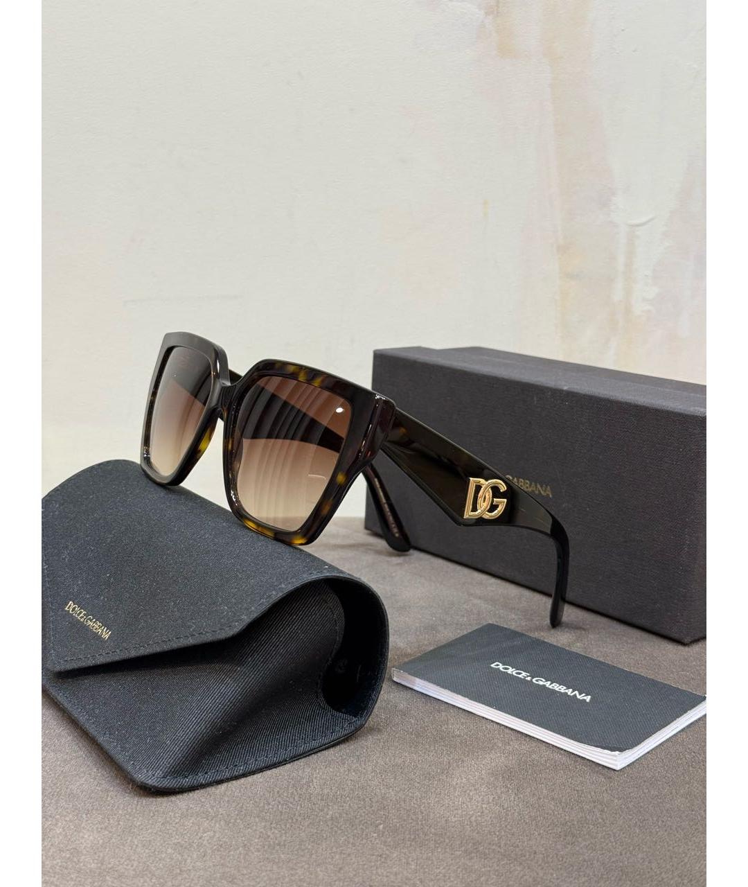 DOLCE&GABBANA Коричневые пластиковые солнцезащитные очки, фото 2