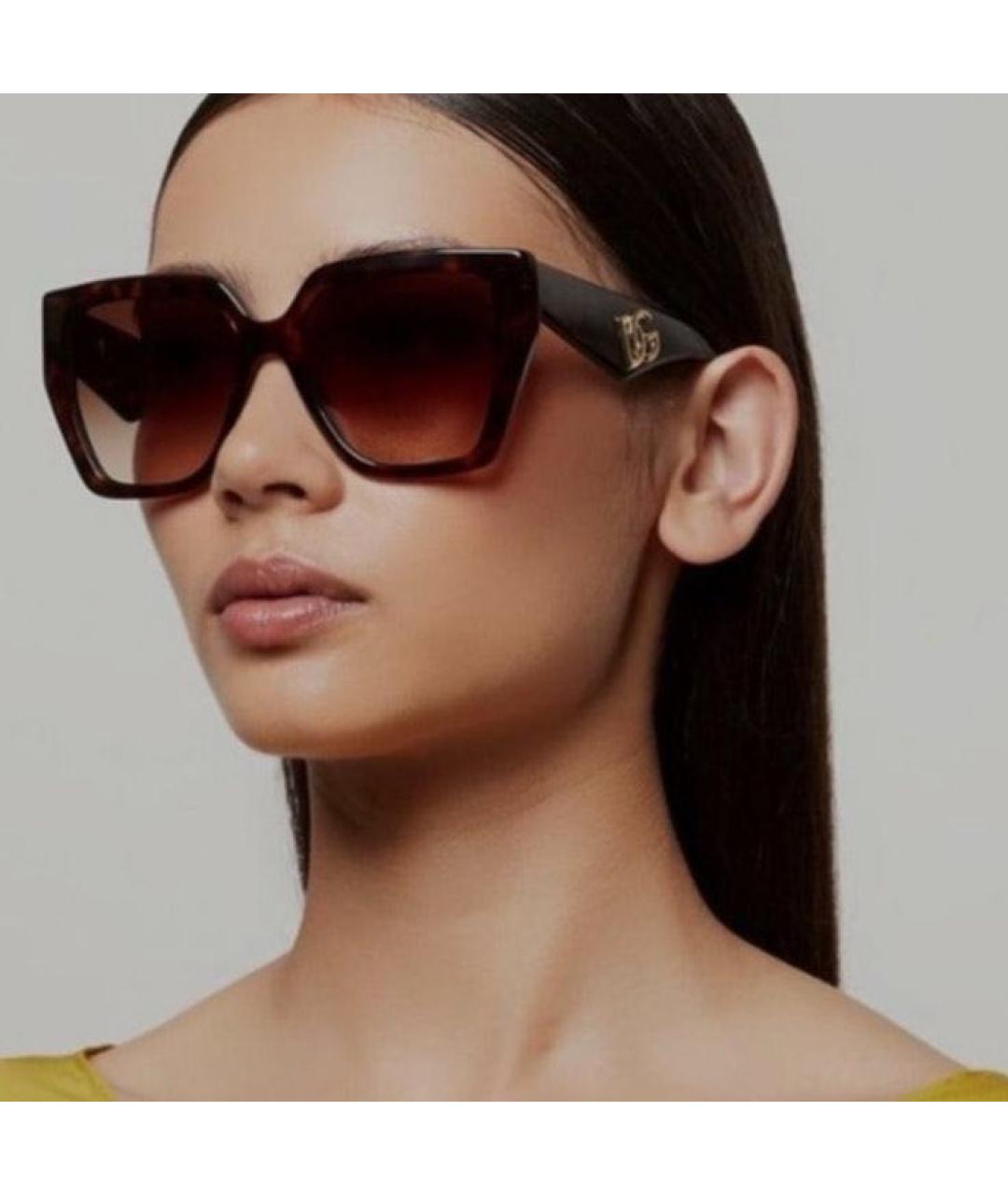 DOLCE&GABBANA Коричневые пластиковые солнцезащитные очки, фото 3