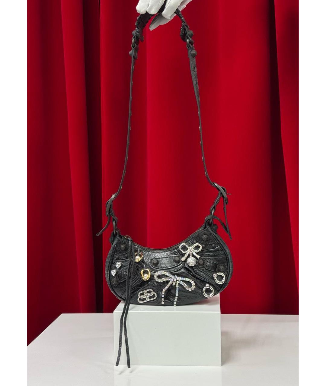 BALENCIAGA Черная кожаная сумка через плечо, фото 6