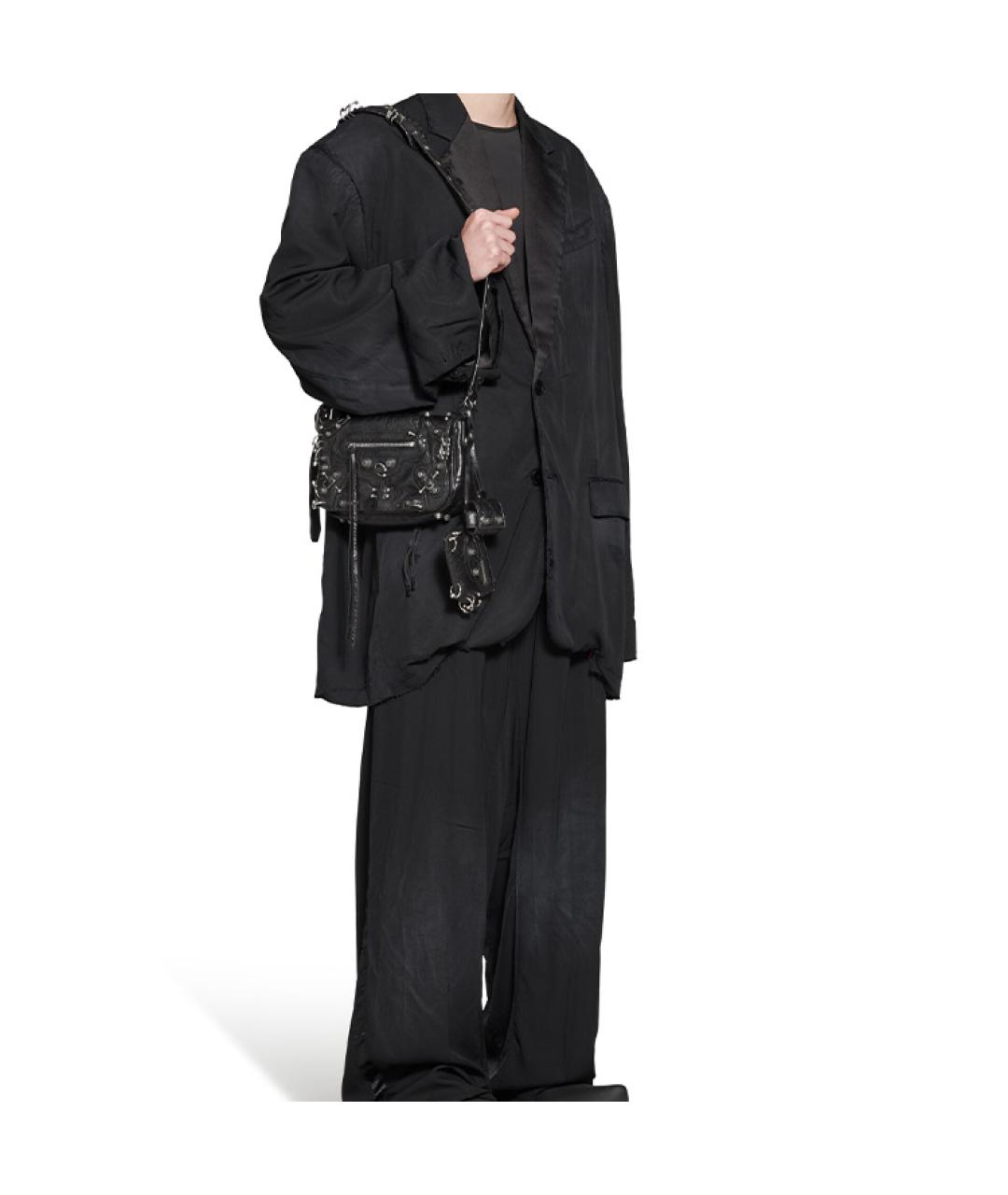 BALENCIAGA Черная кожаная сумка через плечо, фото 7