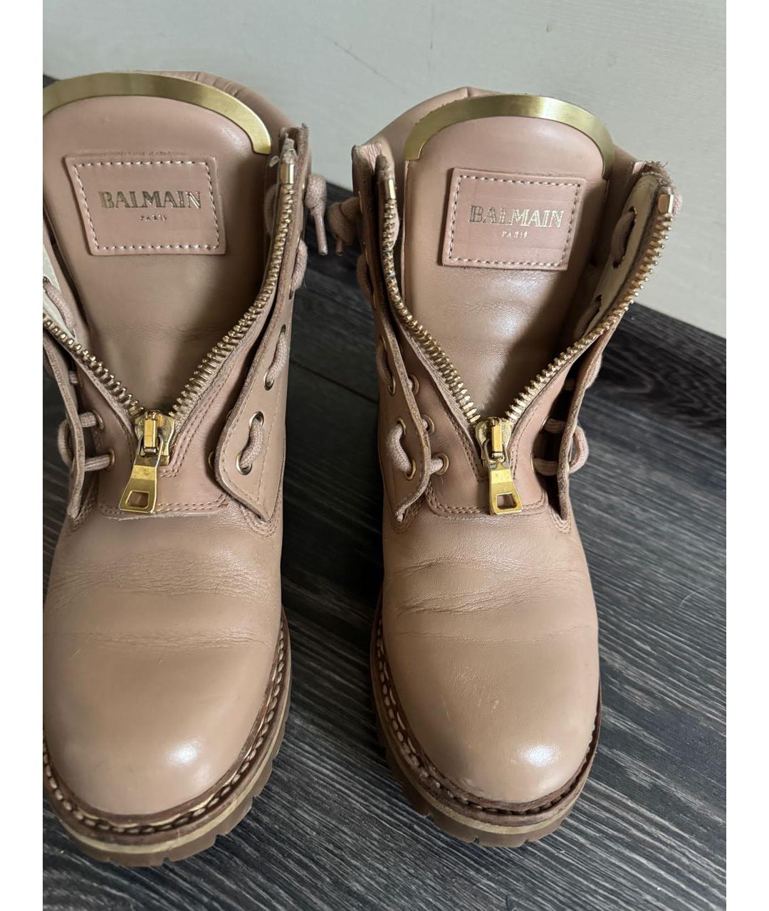 BALMAIN Бежевые кожаные ботинки, фото 2