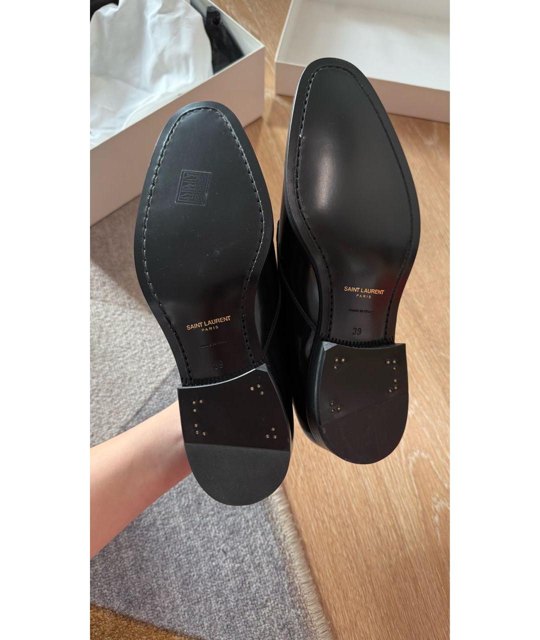 SAINT LAURENT Черные брогги и оксфорды из лакированной кожи, фото 6