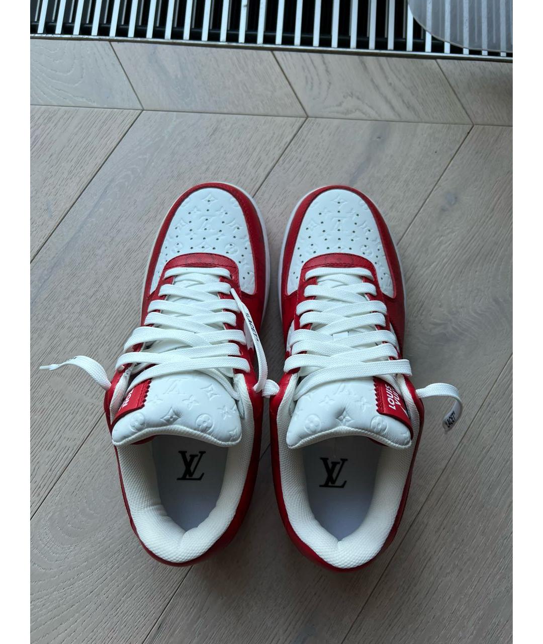 LOUIS VUITTON Красные кожаные низкие кроссовки / кеды, фото 3