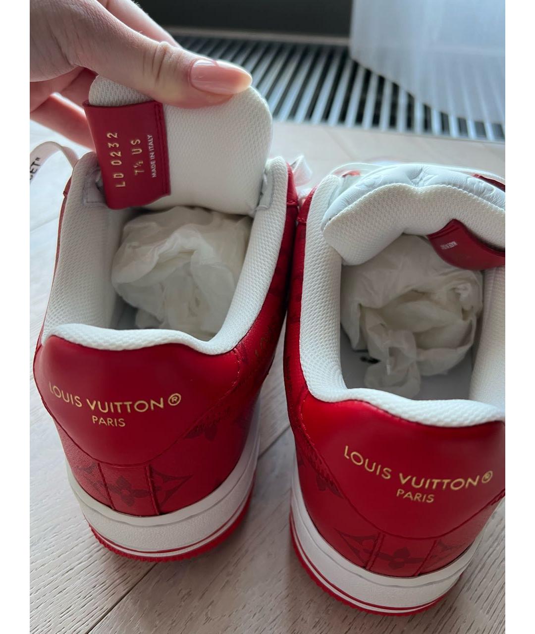 LOUIS VUITTON Красные кожаные низкие кроссовки / кеды, фото 5