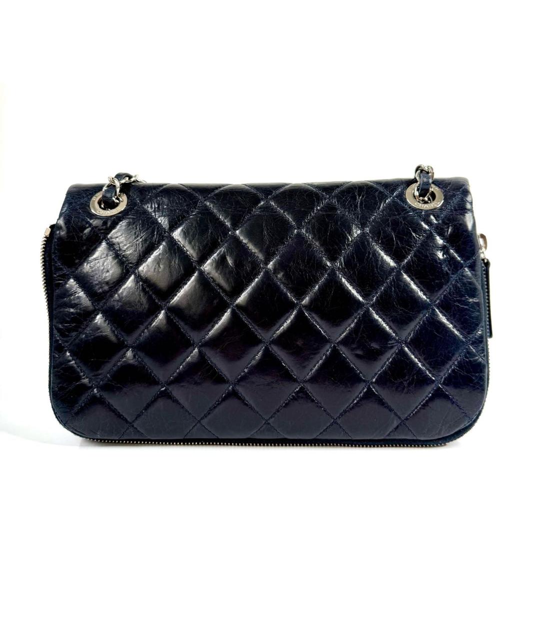 CHANEL Темно-синяя кожаная сумка через плечо, фото 2
