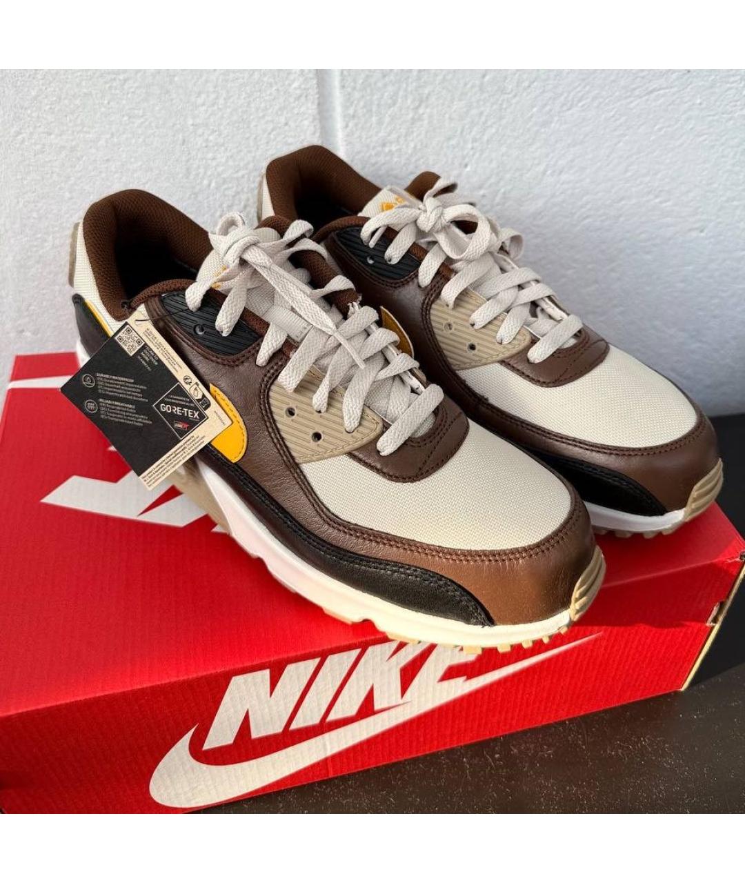 NIKE Коричневые кожаные кроссовки, фото 5