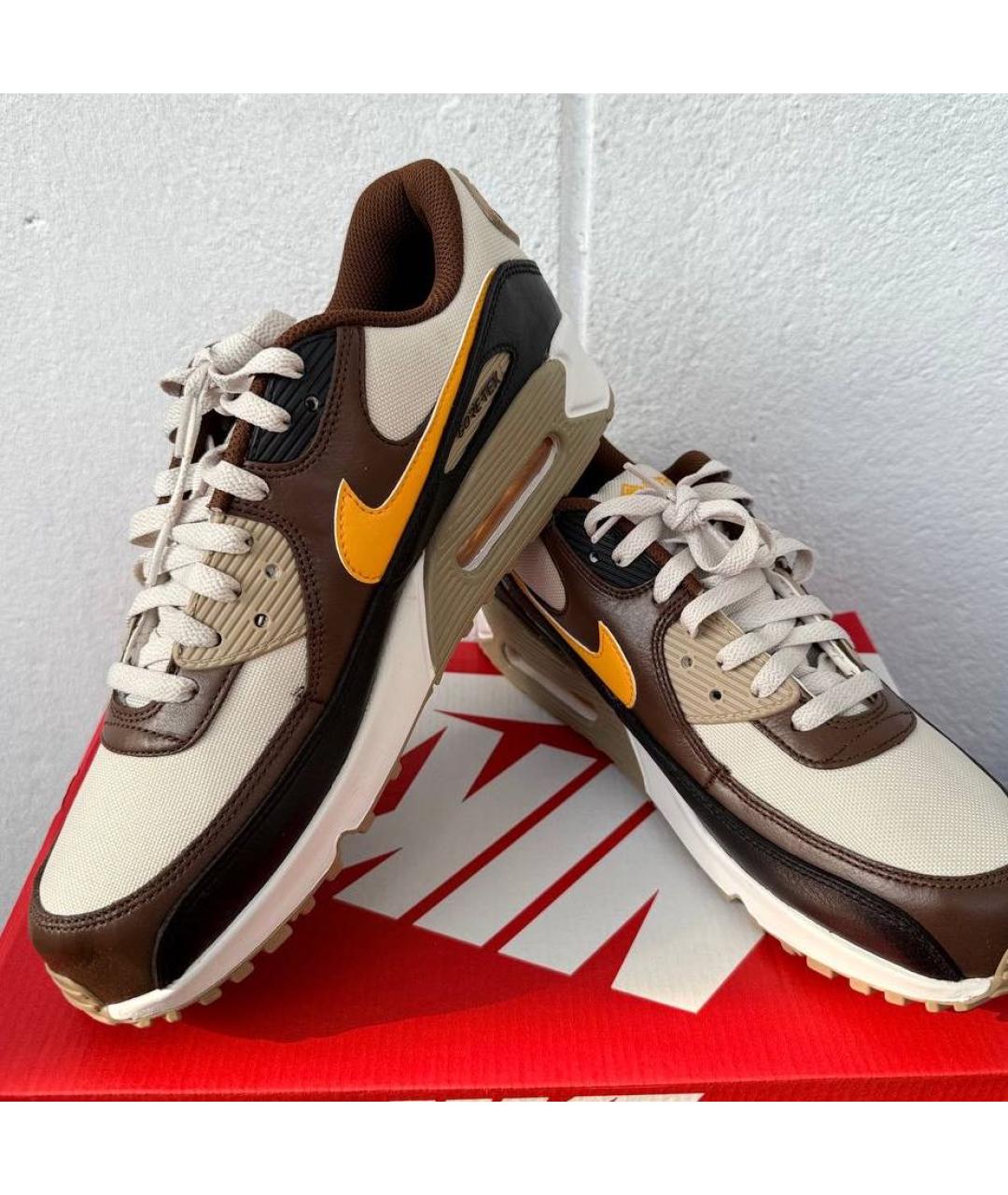 NIKE Коричневые кожаные кроссовки, фото 2