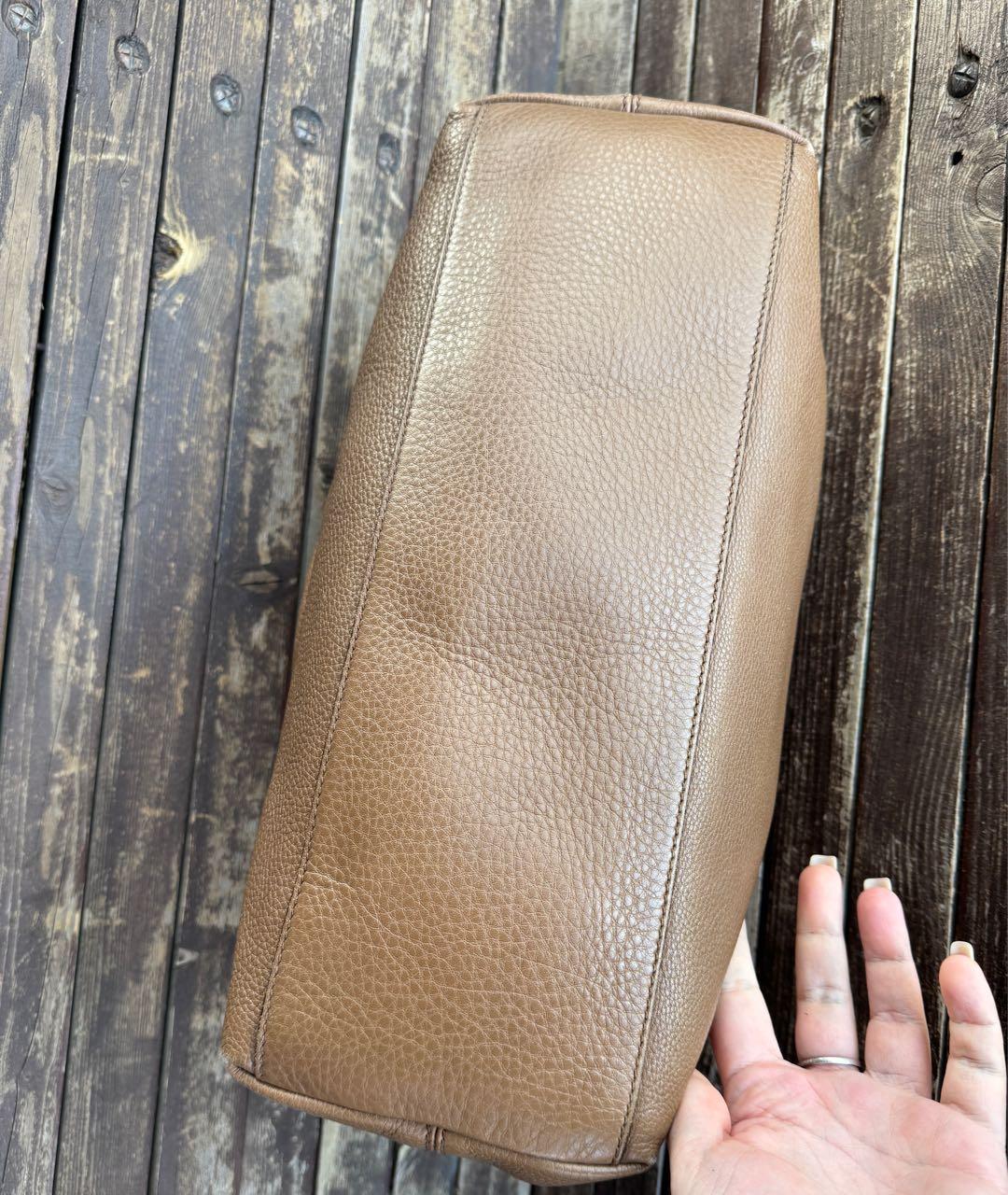 GUCCI Коричневая кожаная сумка тоут, фото 7