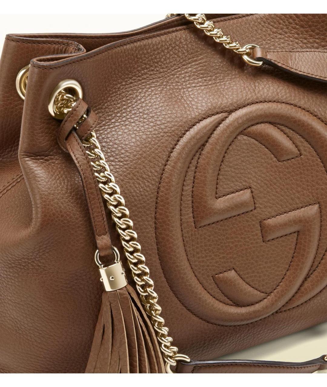 GUCCI Коричневая кожаная сумка тоут, фото 8