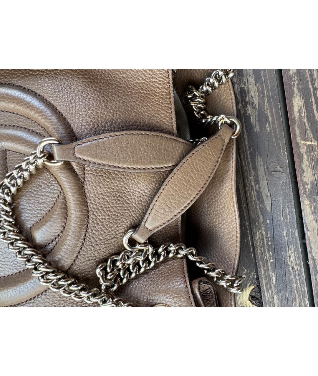 GUCCI Коричневая кожаная сумка тоут, фото 3