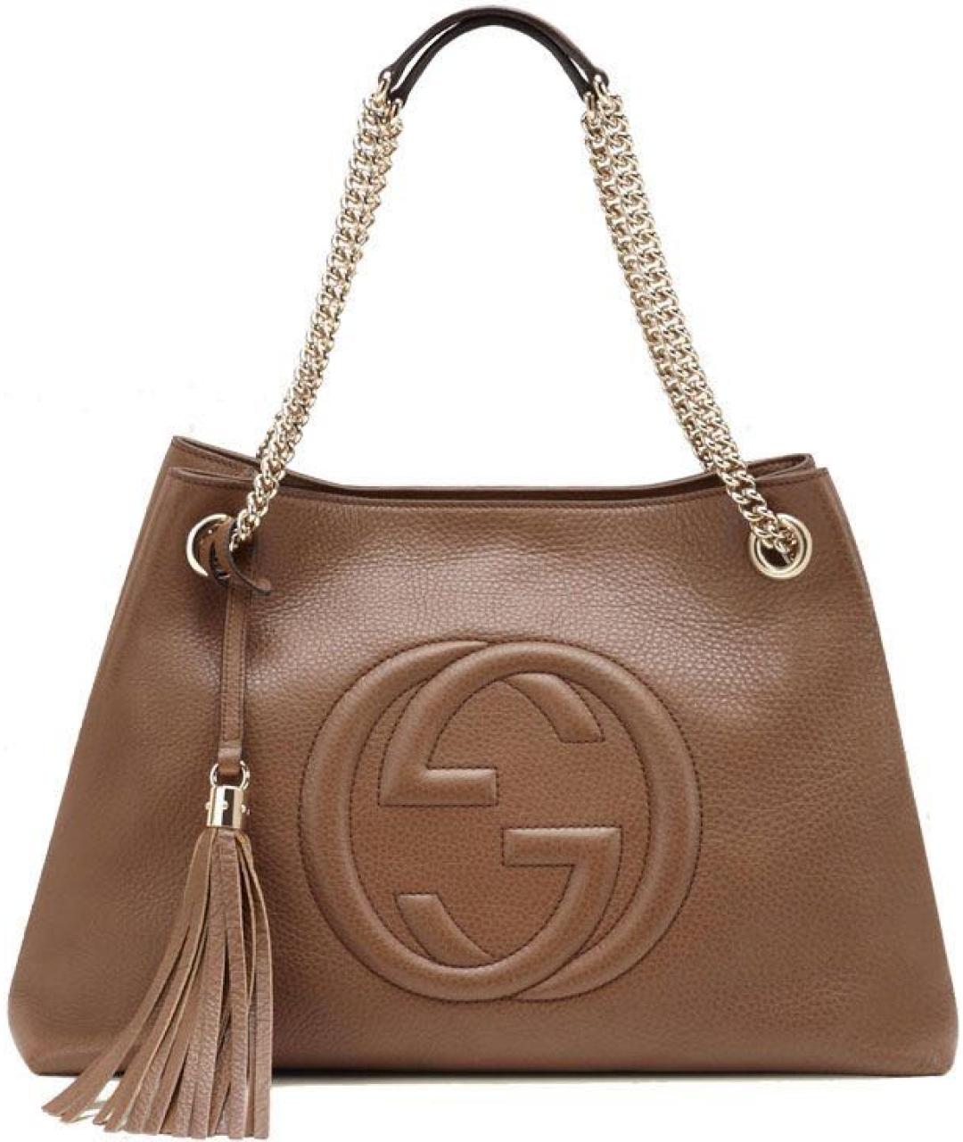 GUCCI Коричневая кожаная сумка тоут, фото 1