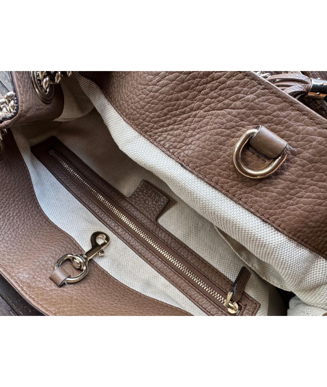 GUCCI Коричневая кожаная сумка тоут, фото 6