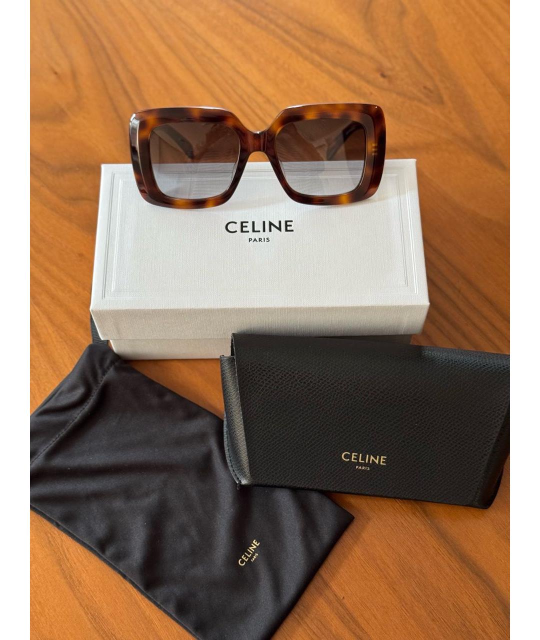 CELINE Коричневые пластиковые солнцезащитные очки, фото 4