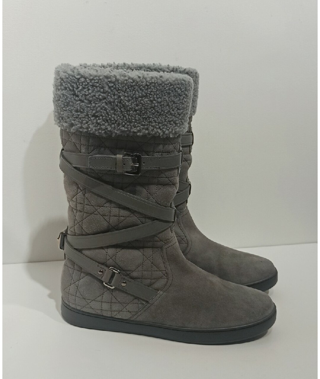 CHRISTIAN DIOR Серые замшевые сапоги, фото 4