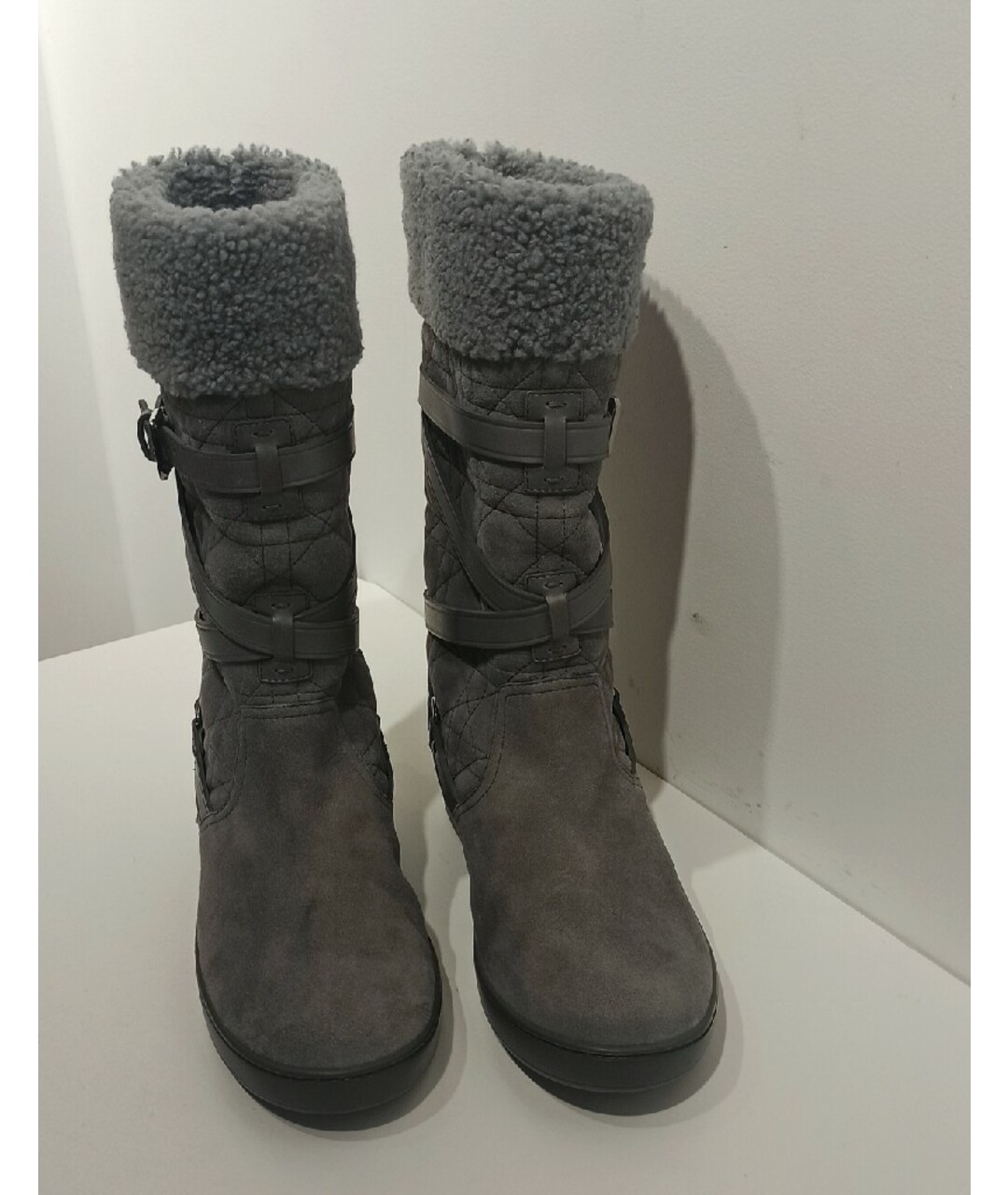 CHRISTIAN DIOR Серые замшевые сапоги, фото 5