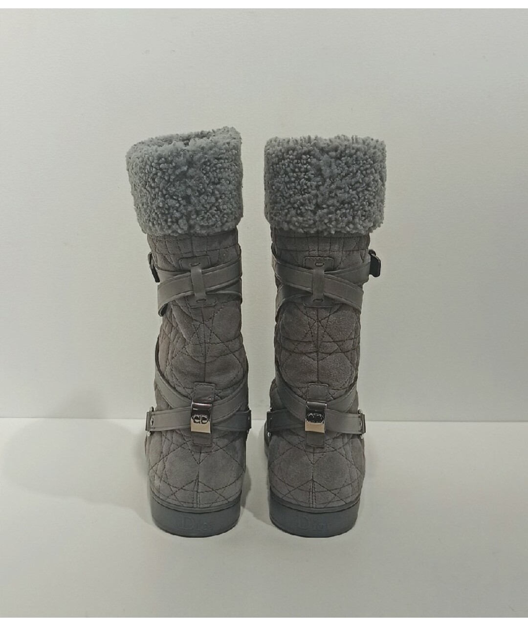 CHRISTIAN DIOR Серые замшевые сапоги, фото 3