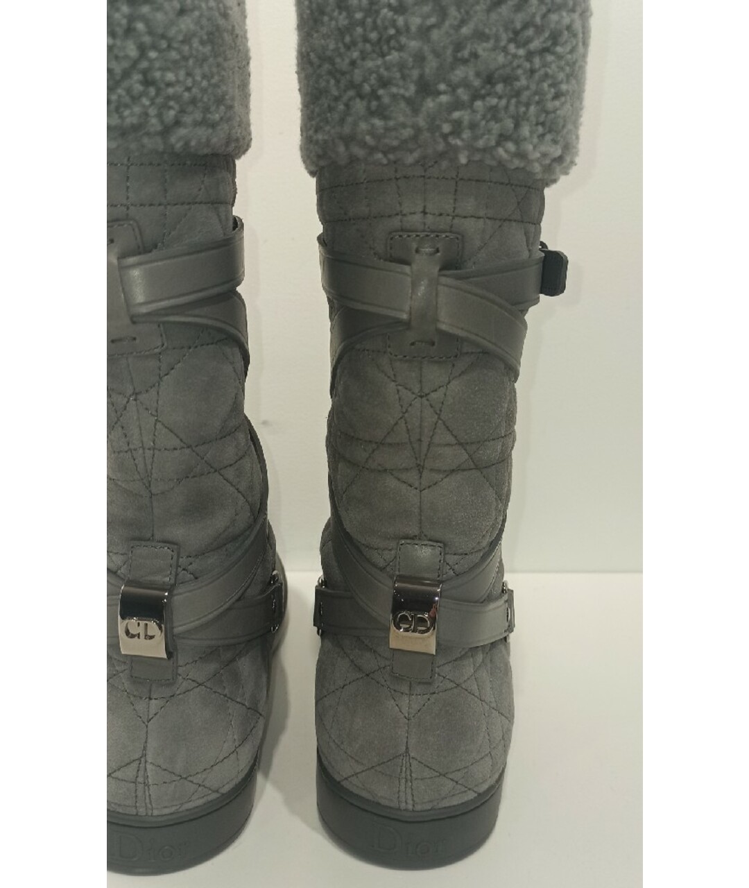 CHRISTIAN DIOR Серые замшевые сапоги, фото 6