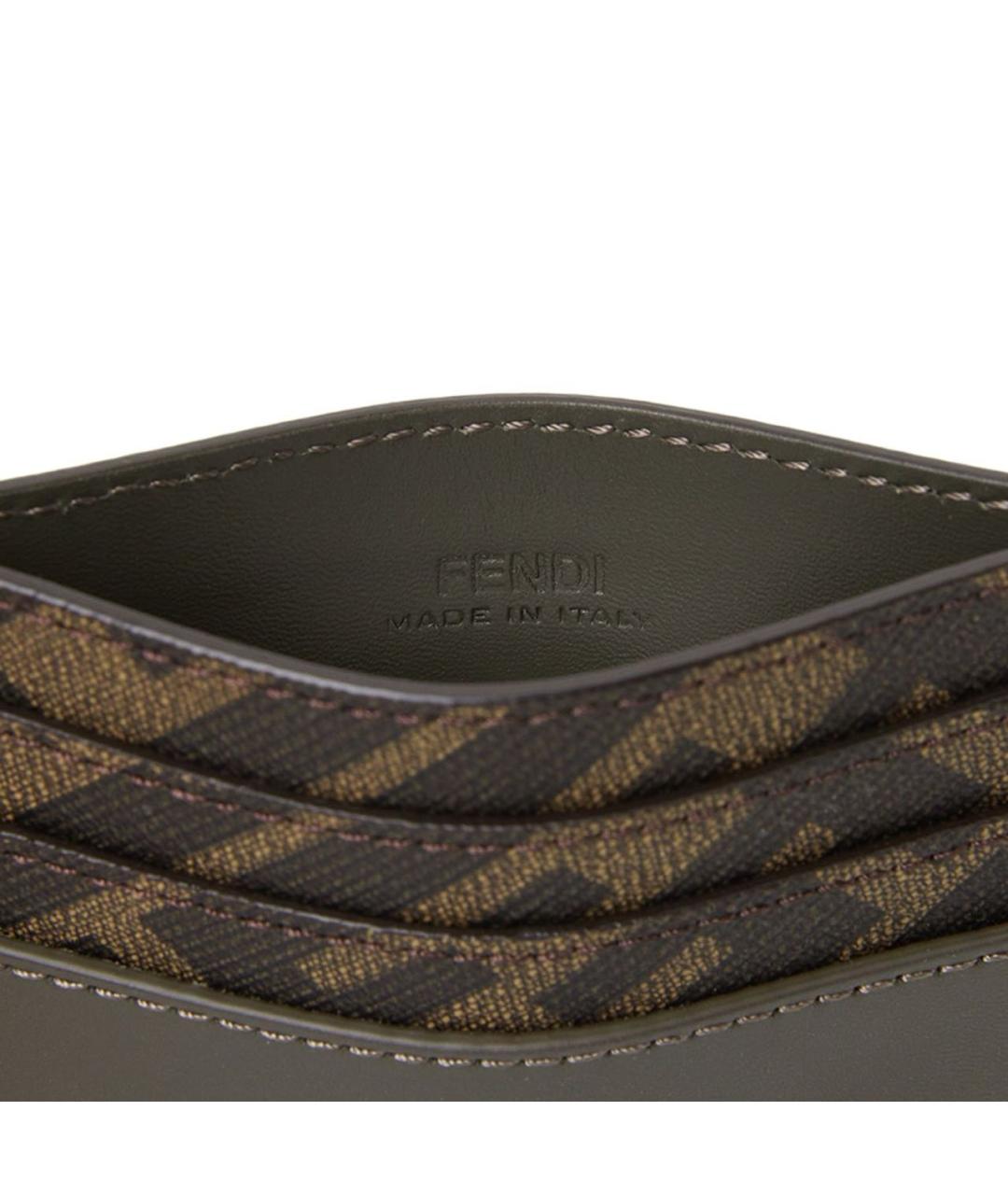 FENDI Хаки кожаный кардхолдер, фото 4