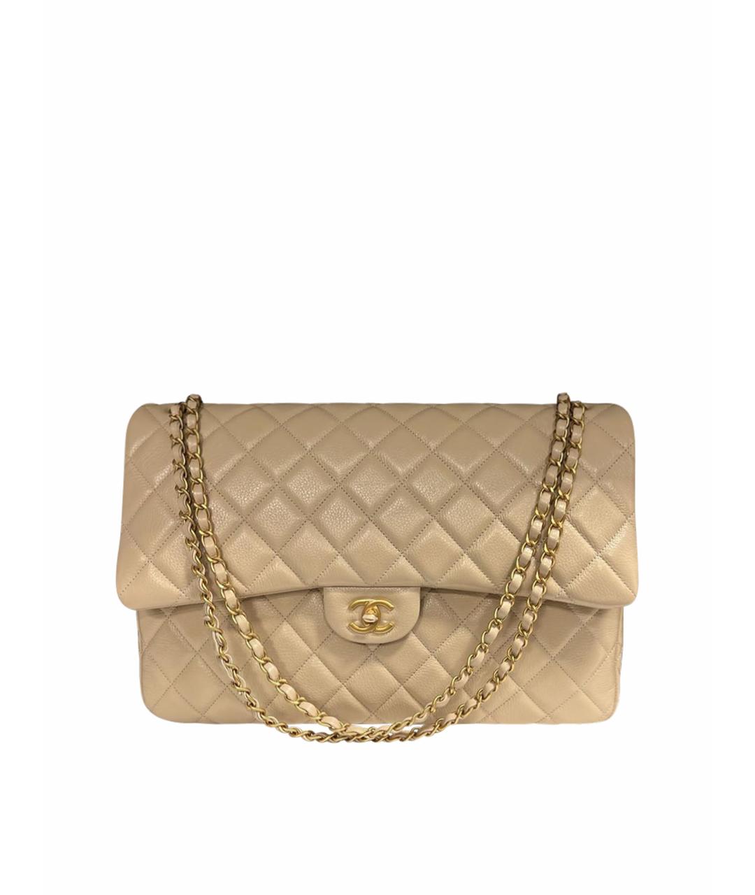 CHANEL Бежевая кожаная сумка через плечо, фото 1
