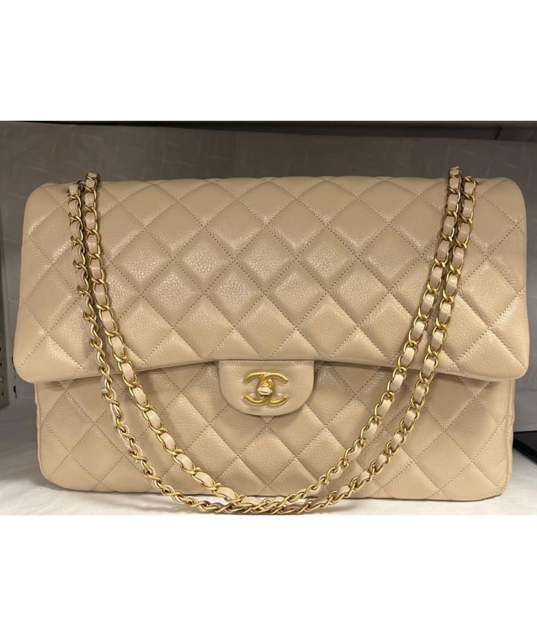 CHANEL Бежевая кожаная сумка через плечо, фото 4