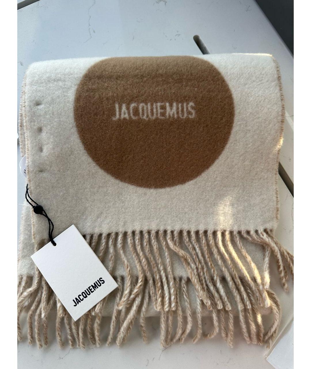 JACQUEMUS Бежевый шерстяной шарф, фото 7